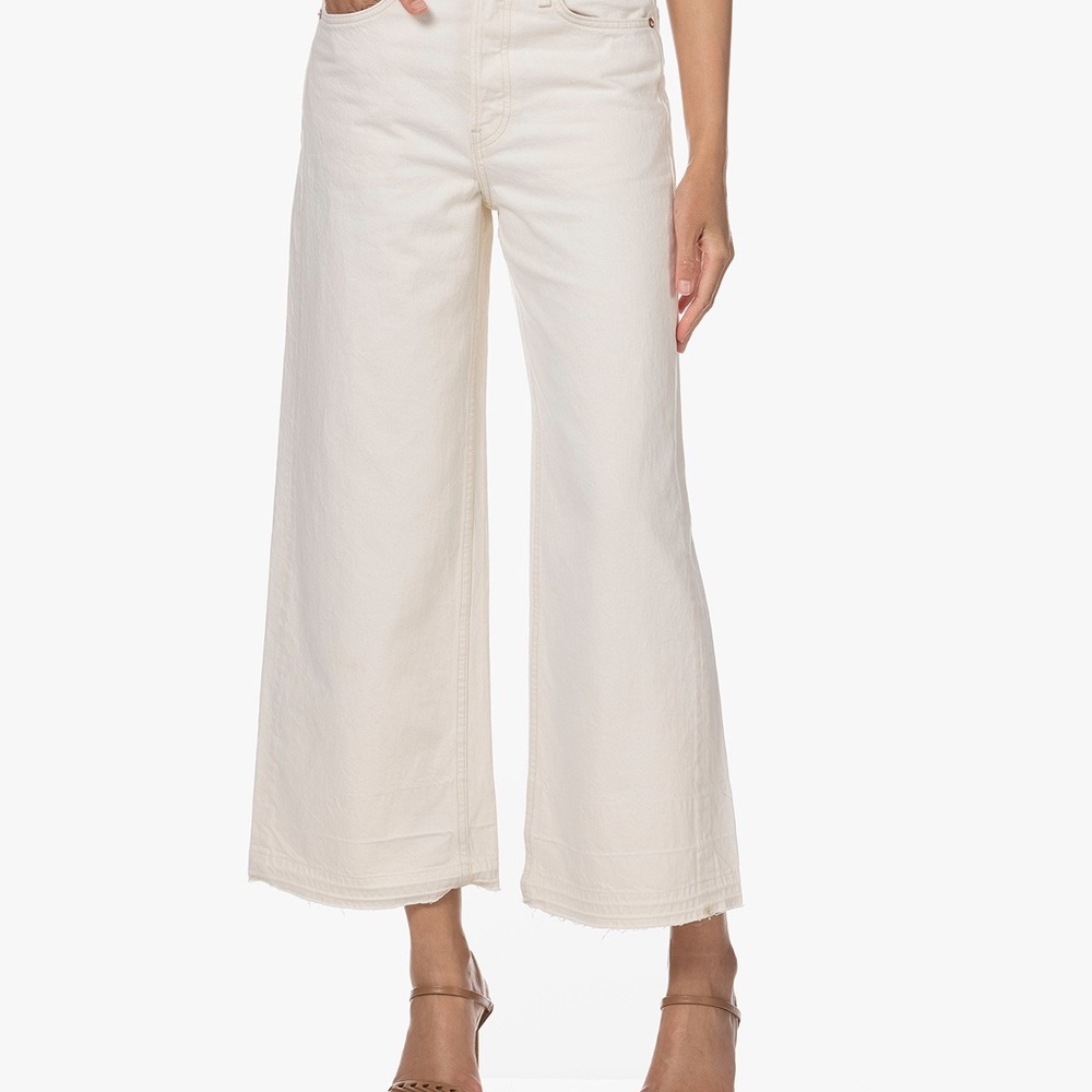 Rag & Bone Maya Ecru High-rise Ankle Wide Leg Jean, Size 27